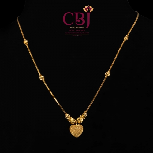 Slim, sleek, light and fancy. Made from pure 22K gold with a heart shaped pendant.