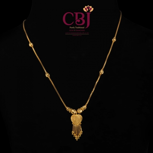 Slim, sleek, light and fancy. Made from pure 22K gold with a heart shaped pendant.