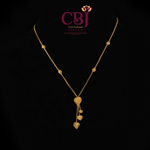Slim, sleek, light and fancy. Made from pure 22K gold with a heart shaped pendant.