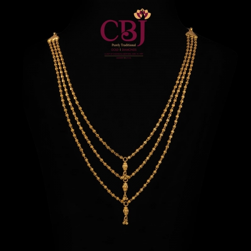 3 line DD ball chain necklace for traditional occasions.