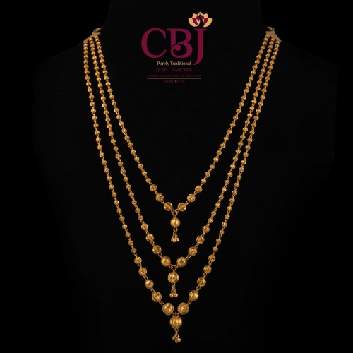 3 line ball chain necklace for traditional occasions.