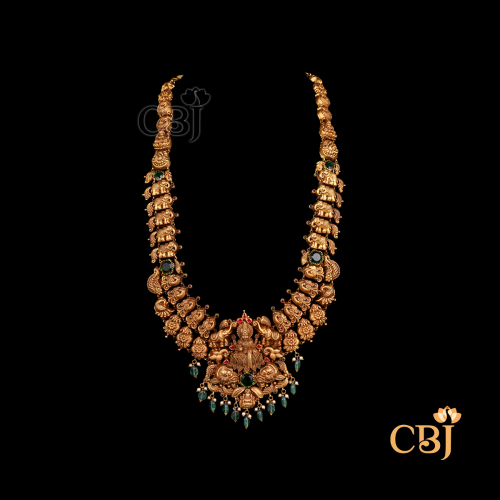 Front view of CBJ's Antique lightweight long Haram Necklace of 55 grams