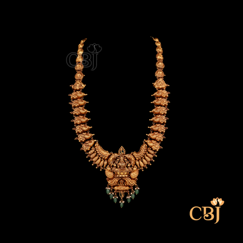 Front view of of CBJ's 44 grams of Antique lightweight long Haram Necklace 