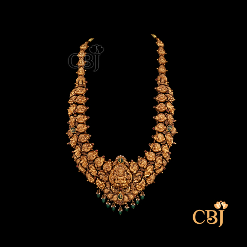 Front view of CBJ's 54 grams of Antique lightweight Nakshi Haram Necklace 