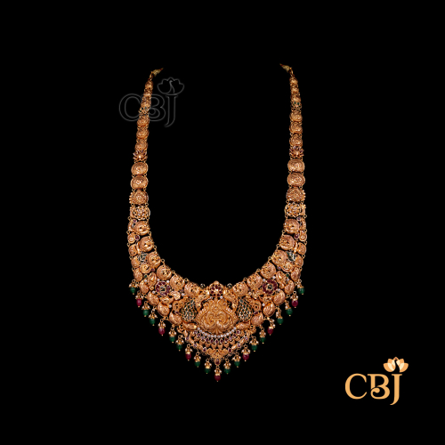 Front view of CBJ's 47 grams lightweight gold long haram Necklace Design