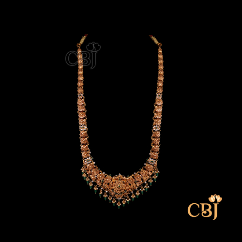 Front view of CBJ's 25 grams Light weight gold long haram Necklace Design