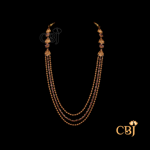 Front view of CBJ's 22 grams Light weight gold long Haram Necklace Design