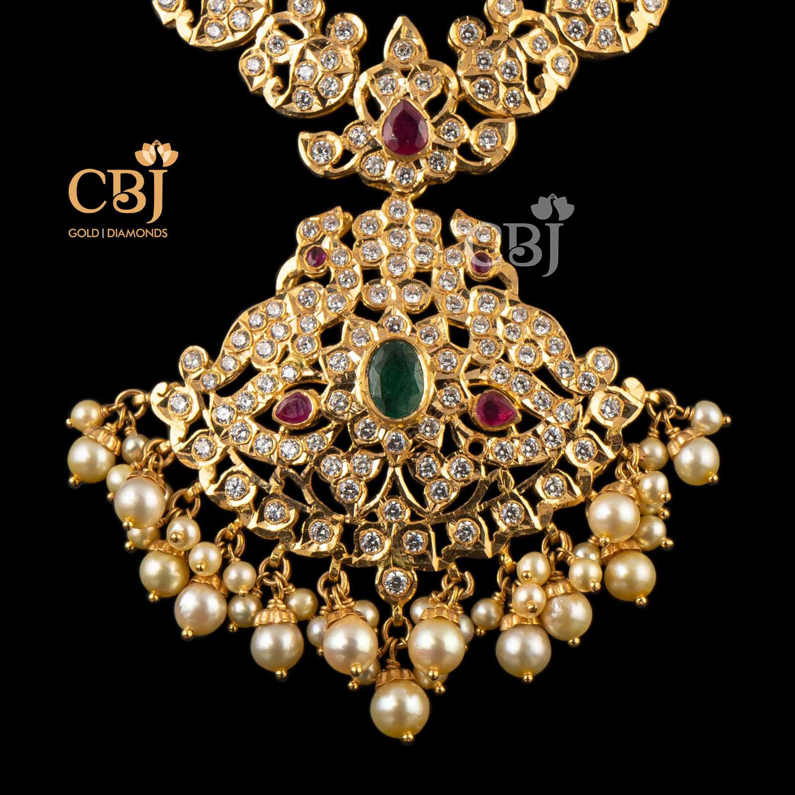 gold cz stone necklace
