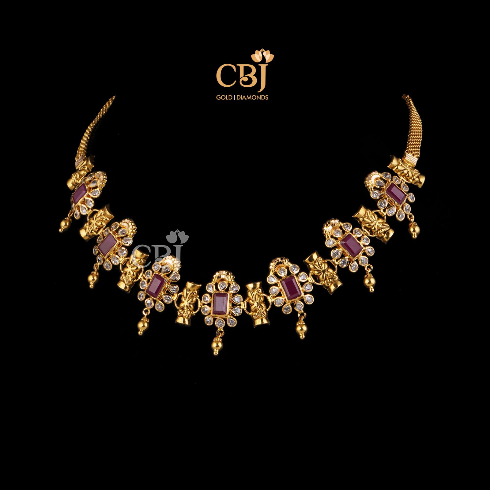 A slender design featuring ruby stones surrounded by stunning czs.