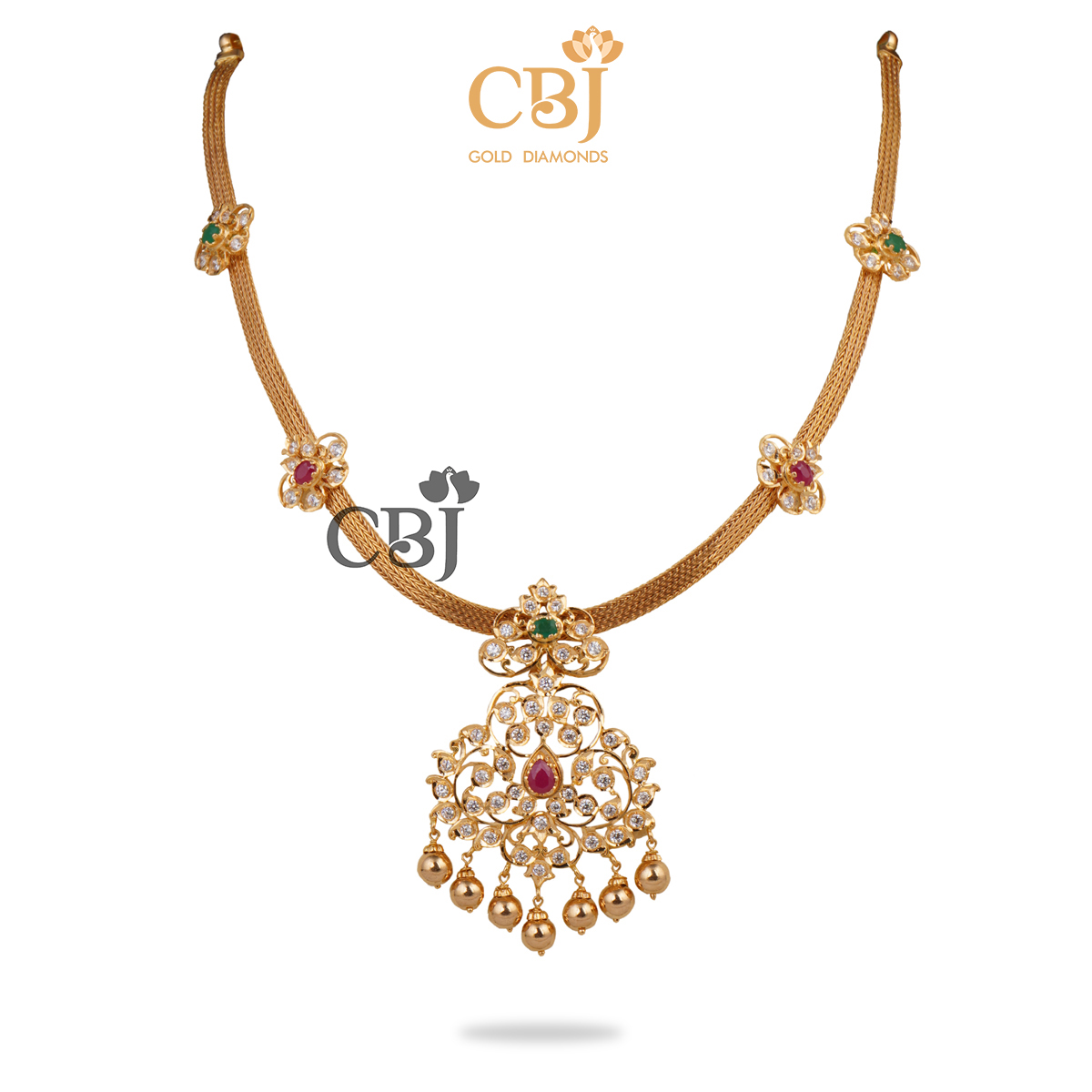 A cz pachi jigni featuring a trendy design studded with pearls.