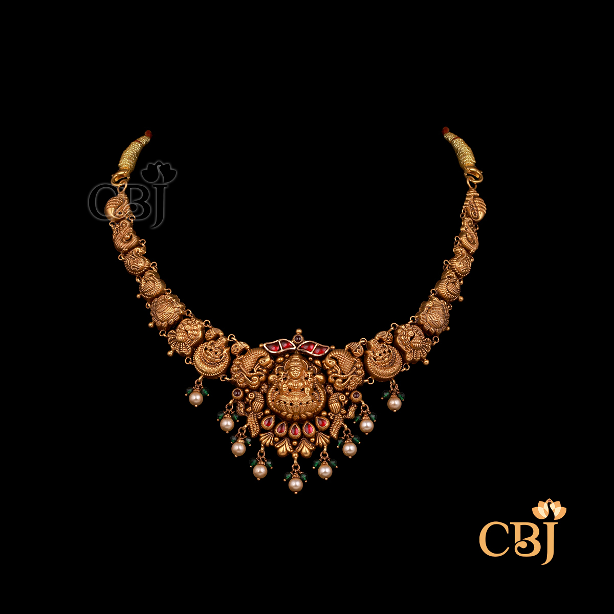 10 grams Nakshi gold necklace with antique finish
