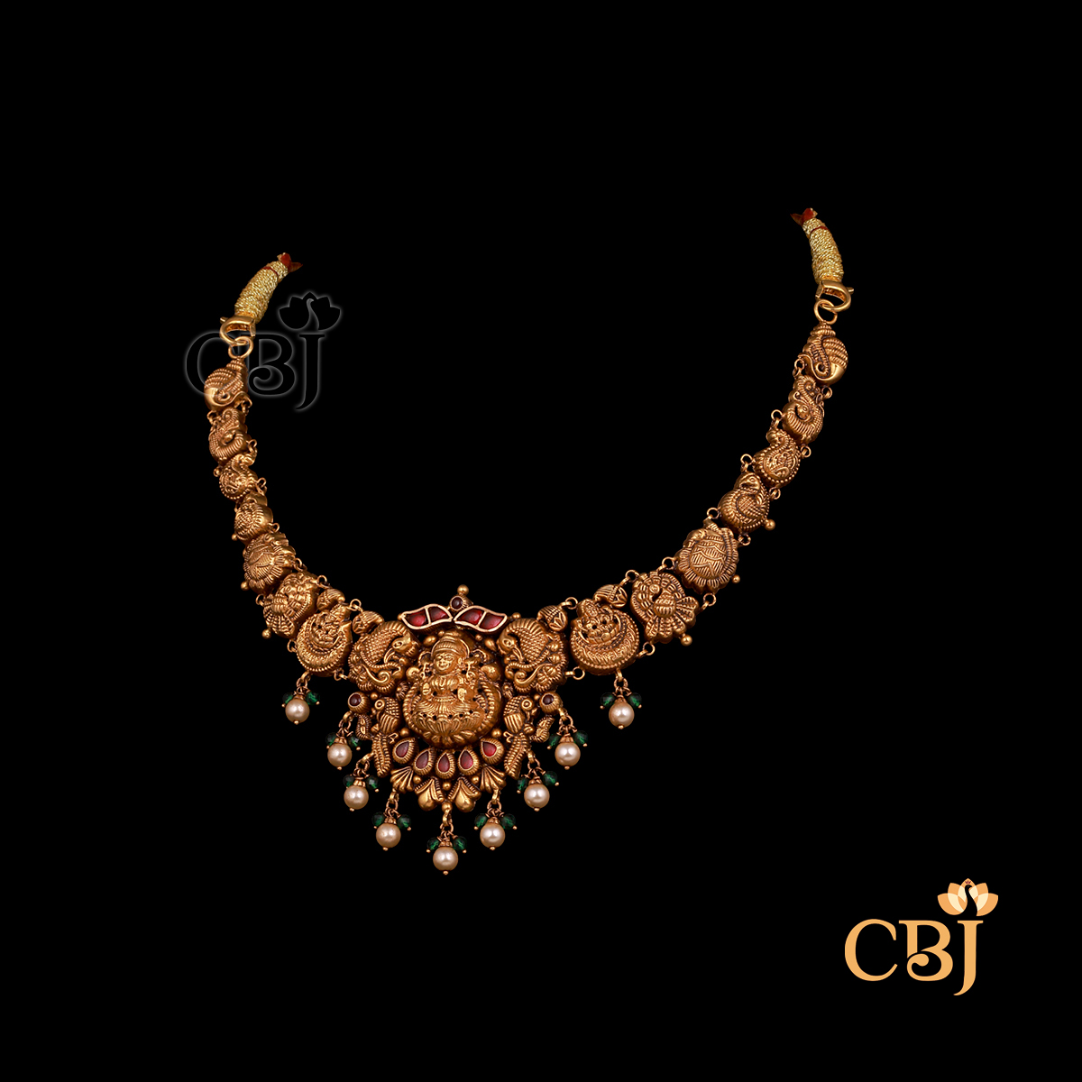 10 grams Nakshi gold necklace with antique finish