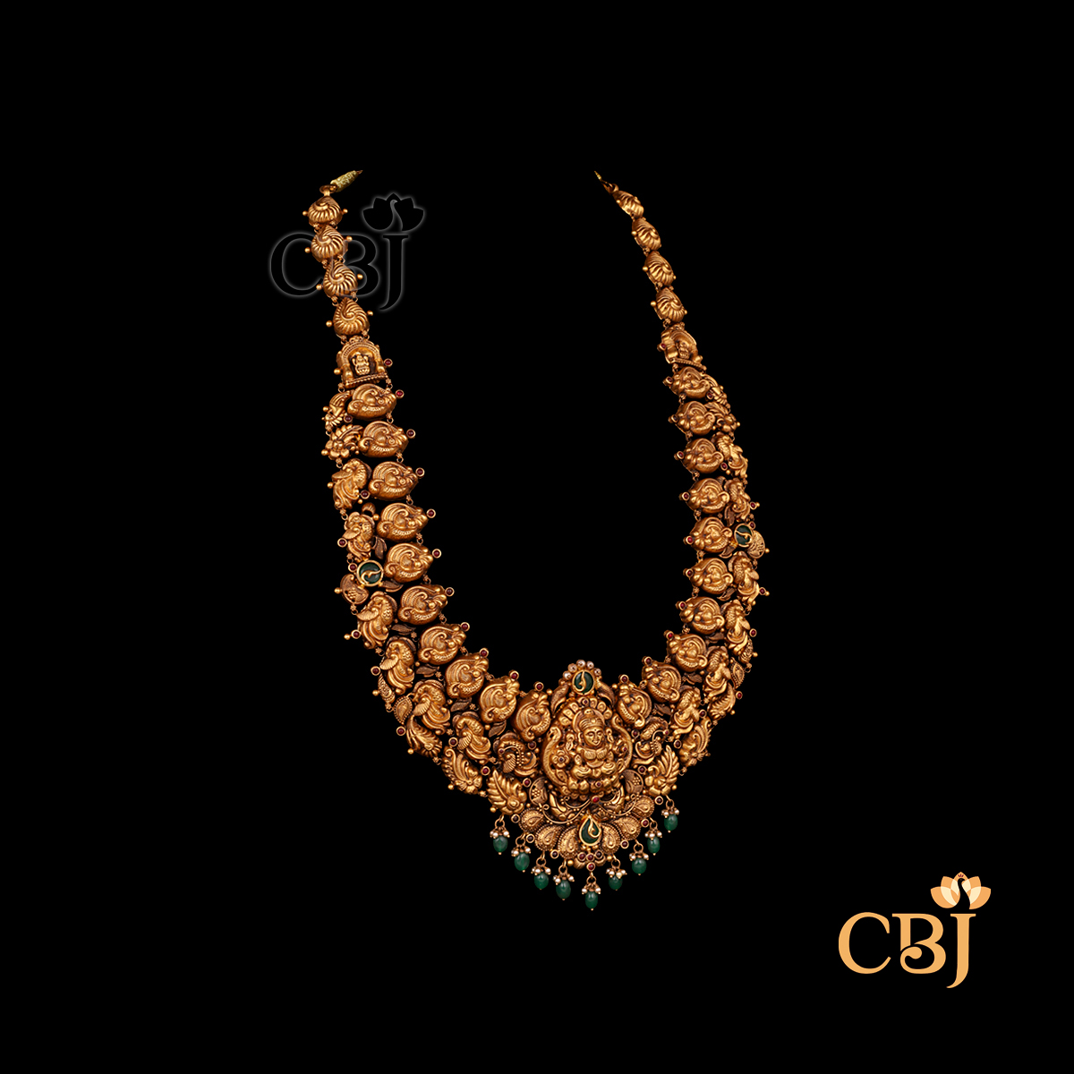 Side view of CBJ's 54 grams of Antique lightweight Nakshi Haram Necklace