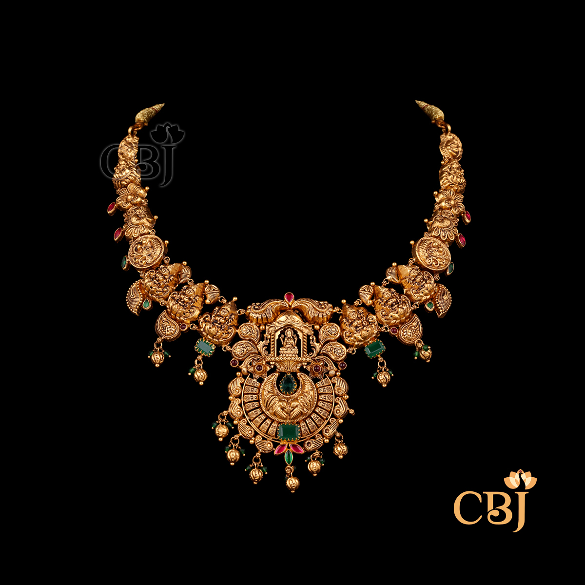 24 grams Antique gold Necklace Design shown as a traditional gold necklace with antique finish